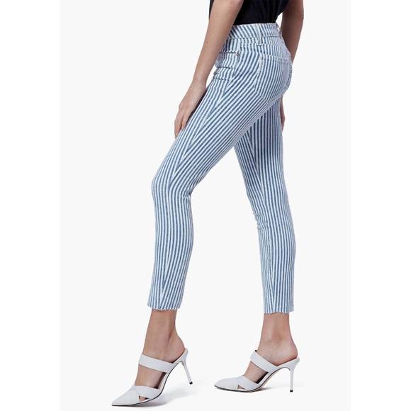 NEW PAIGE verdugo ultra skinny jeans in white/navy - Picture 2 of 3